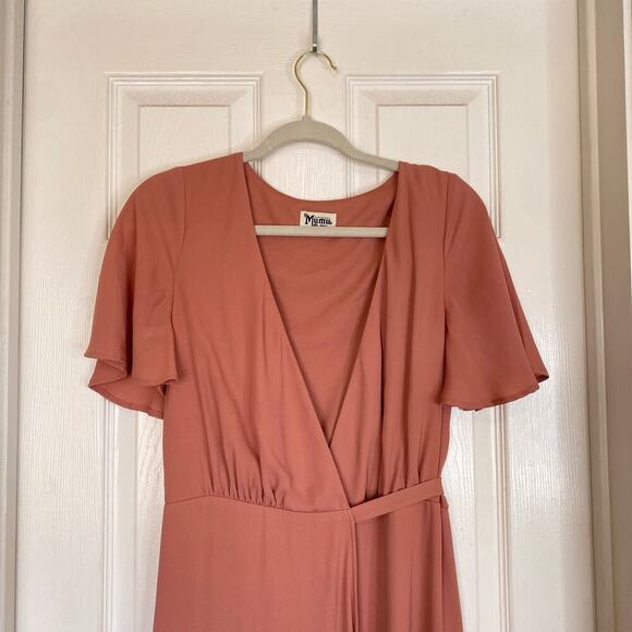 SHOW ME YOUR MUMU Sophia Wrap Dress Size Small Bridesmaid Maxi Rustic Mauve Pink - Picture 4 of 9